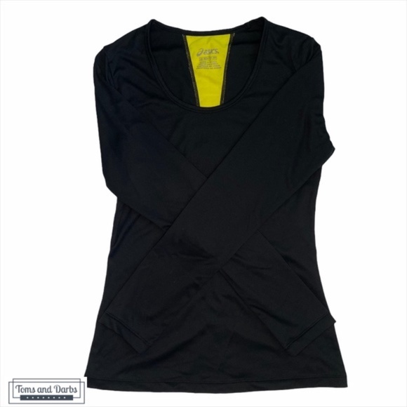 Asics Long Sleeve Running Shirt in Black & Yellow - Picture 4 of 5